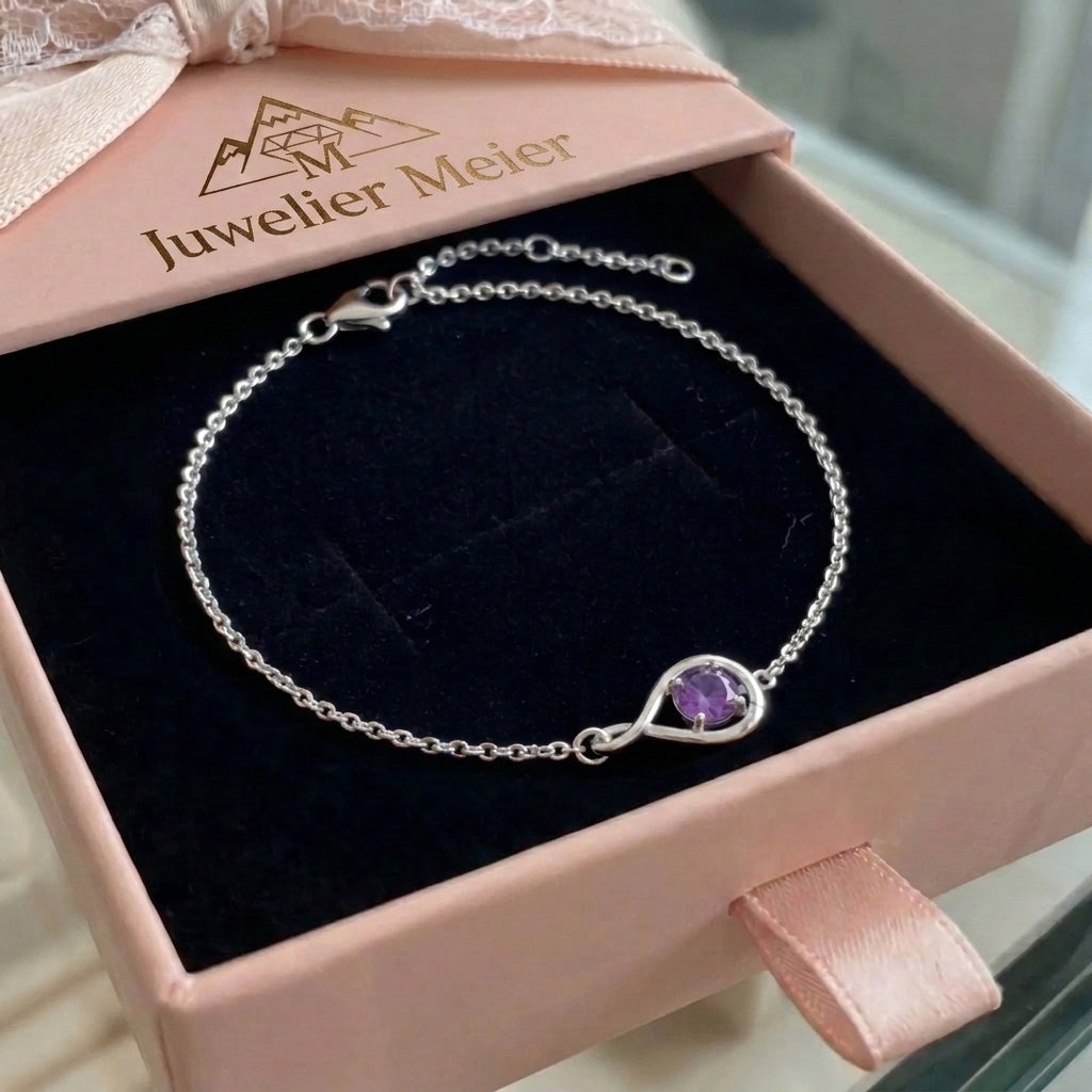 Amethyst Unendlichkeits-Armband | Weissgold