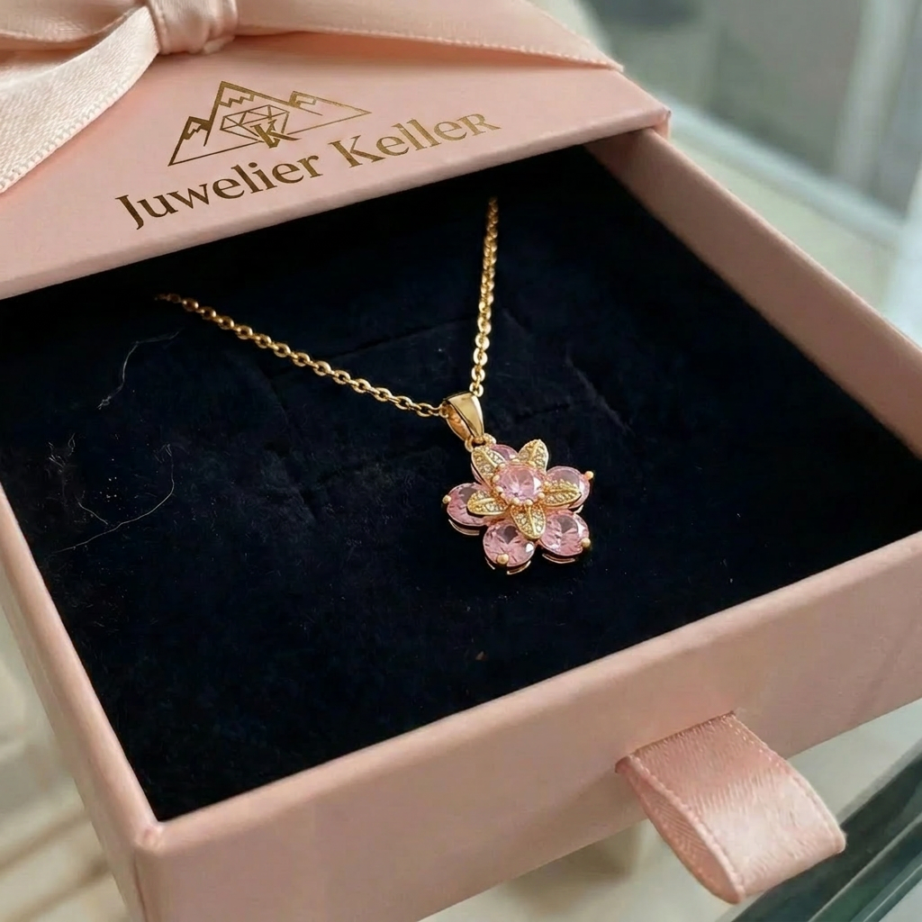 Amorea Blumenkette in Rosa | Gold