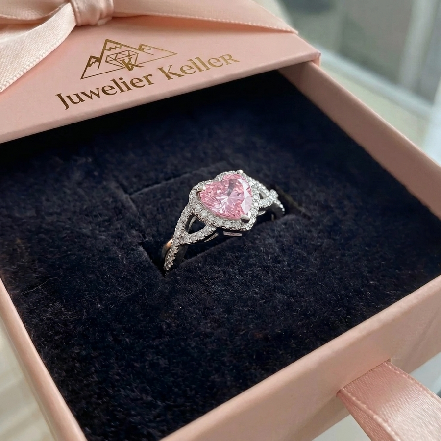 Amour gedrehter Halo-Ring | Weissgold