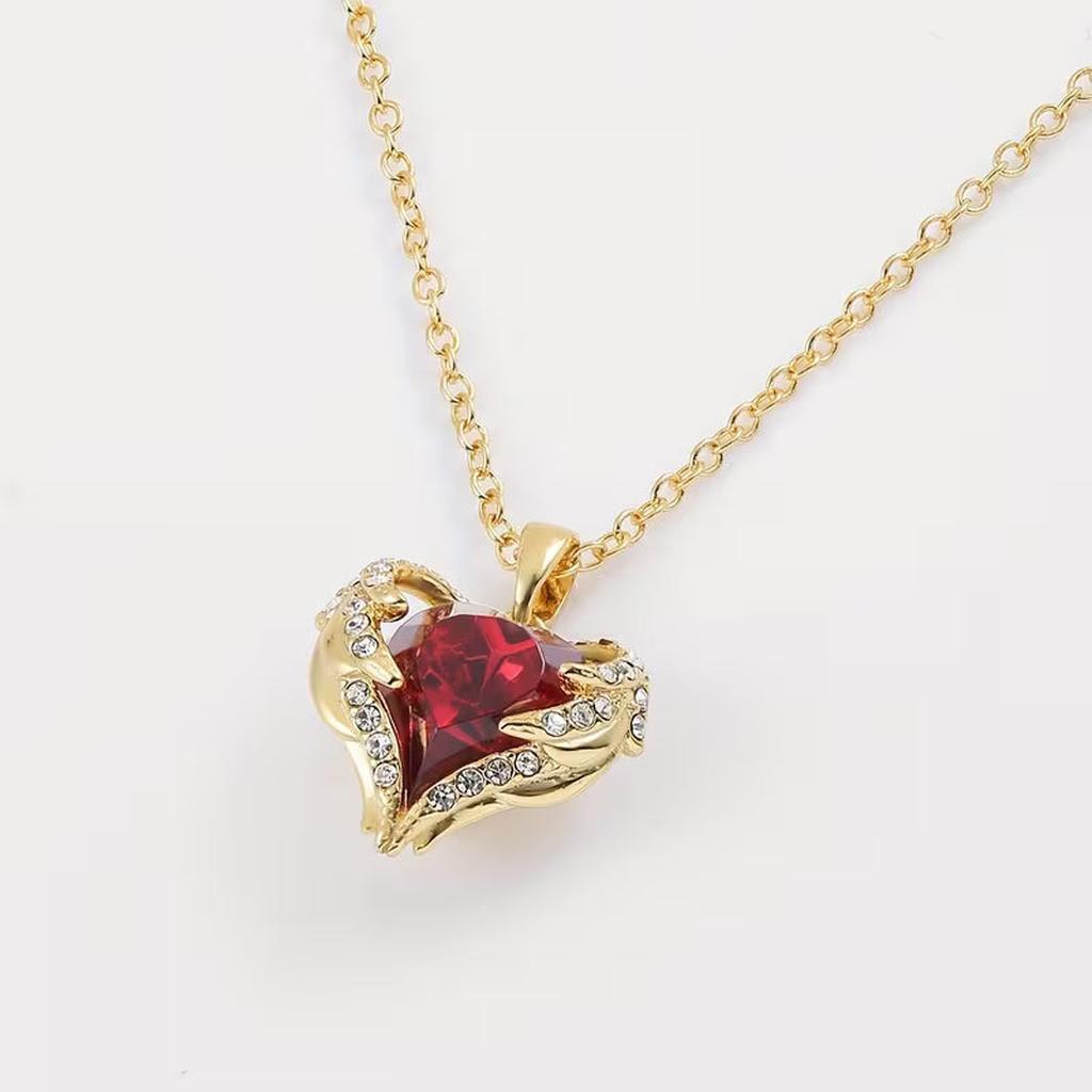 Halskette mit Rubin Herz Engel | Gold