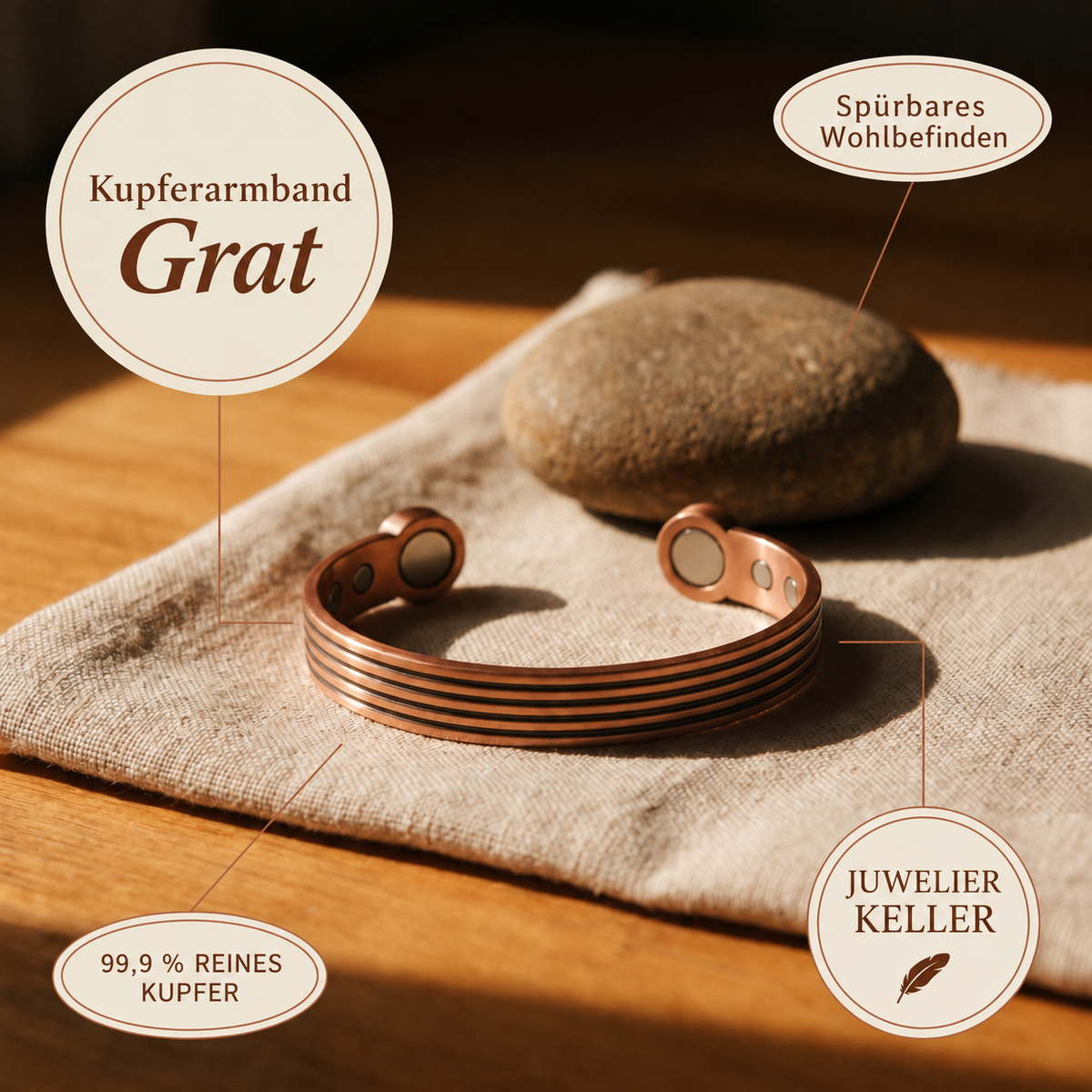 Kupferarmband Grat