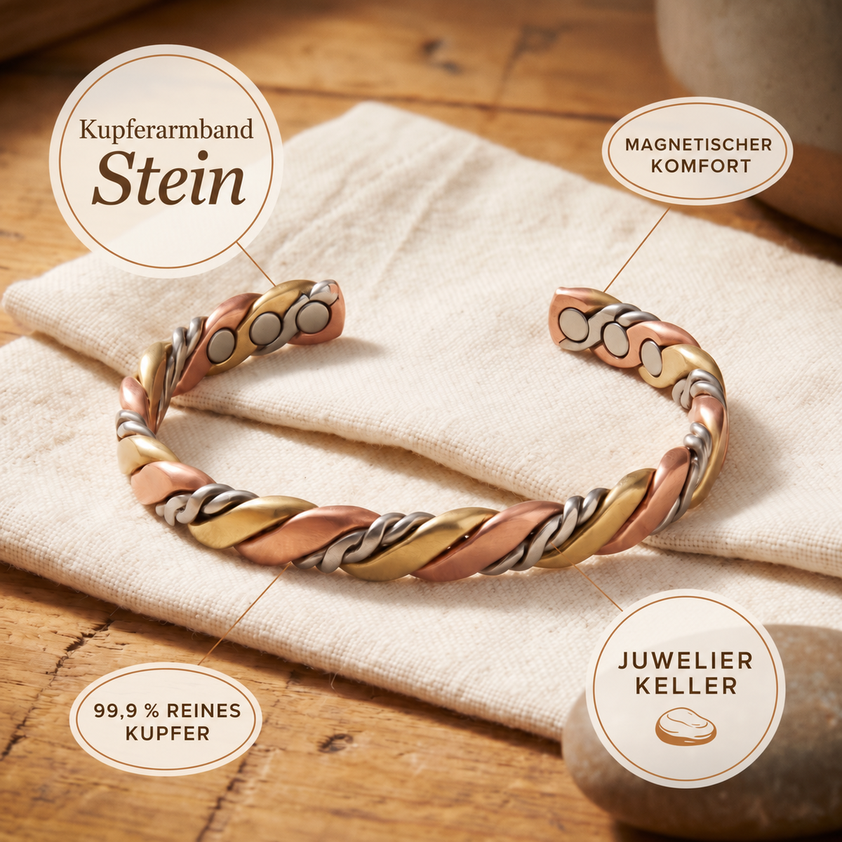 Kupferarmband Stein