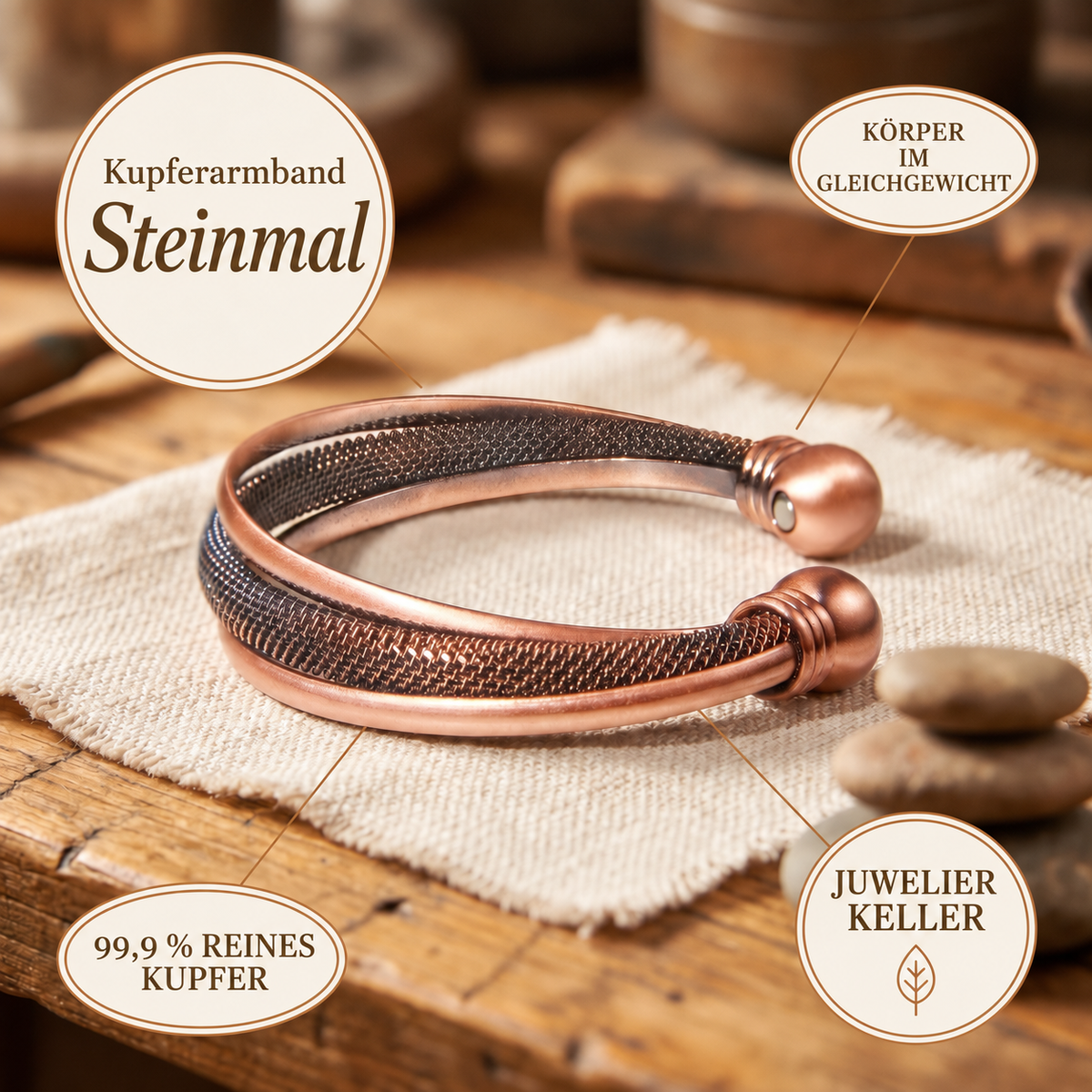 Kupferarmband Steinmal
