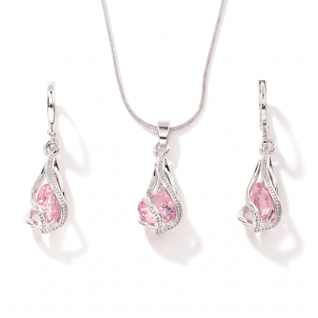 Livia Lumen-Schmuckset mit Drehung | Weissgold