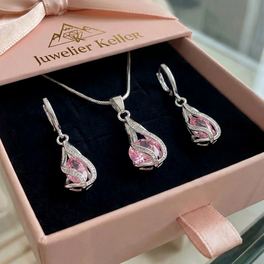 Livia Lumen-Schmuckset mit Drehung | Weissgold