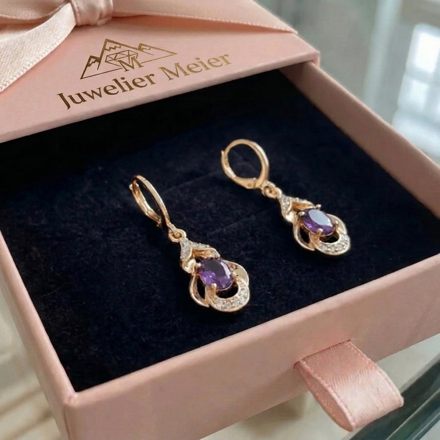 Mondlicht Amethyst Tropfenohrringe | Roségold