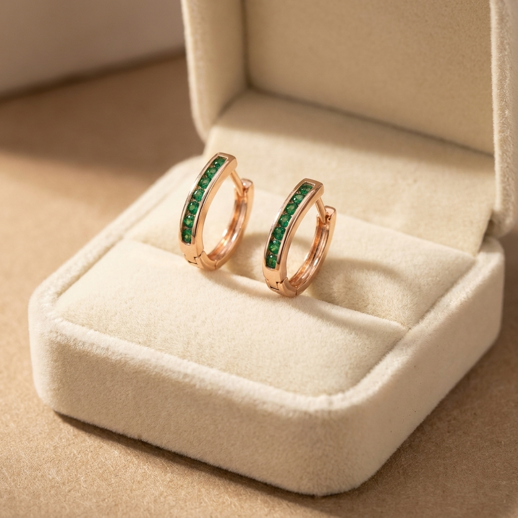 Ohrringe aus Smaragd und Diamant in Gold