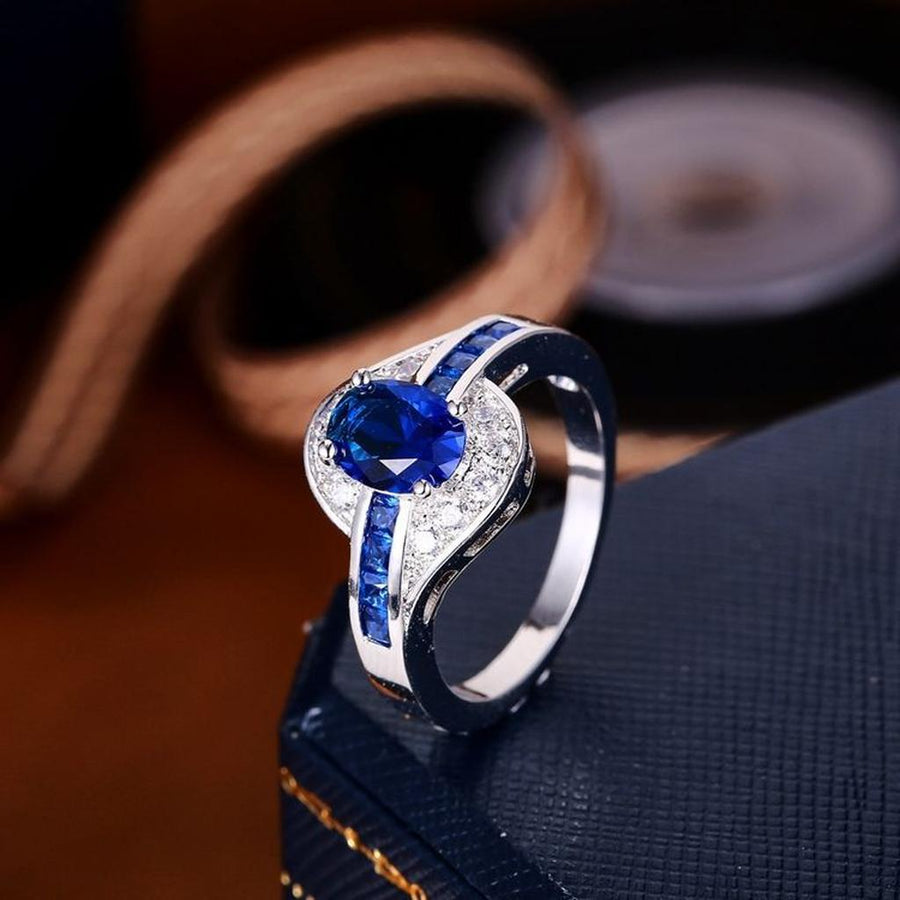 Ring Saphirfluss | Weissgold