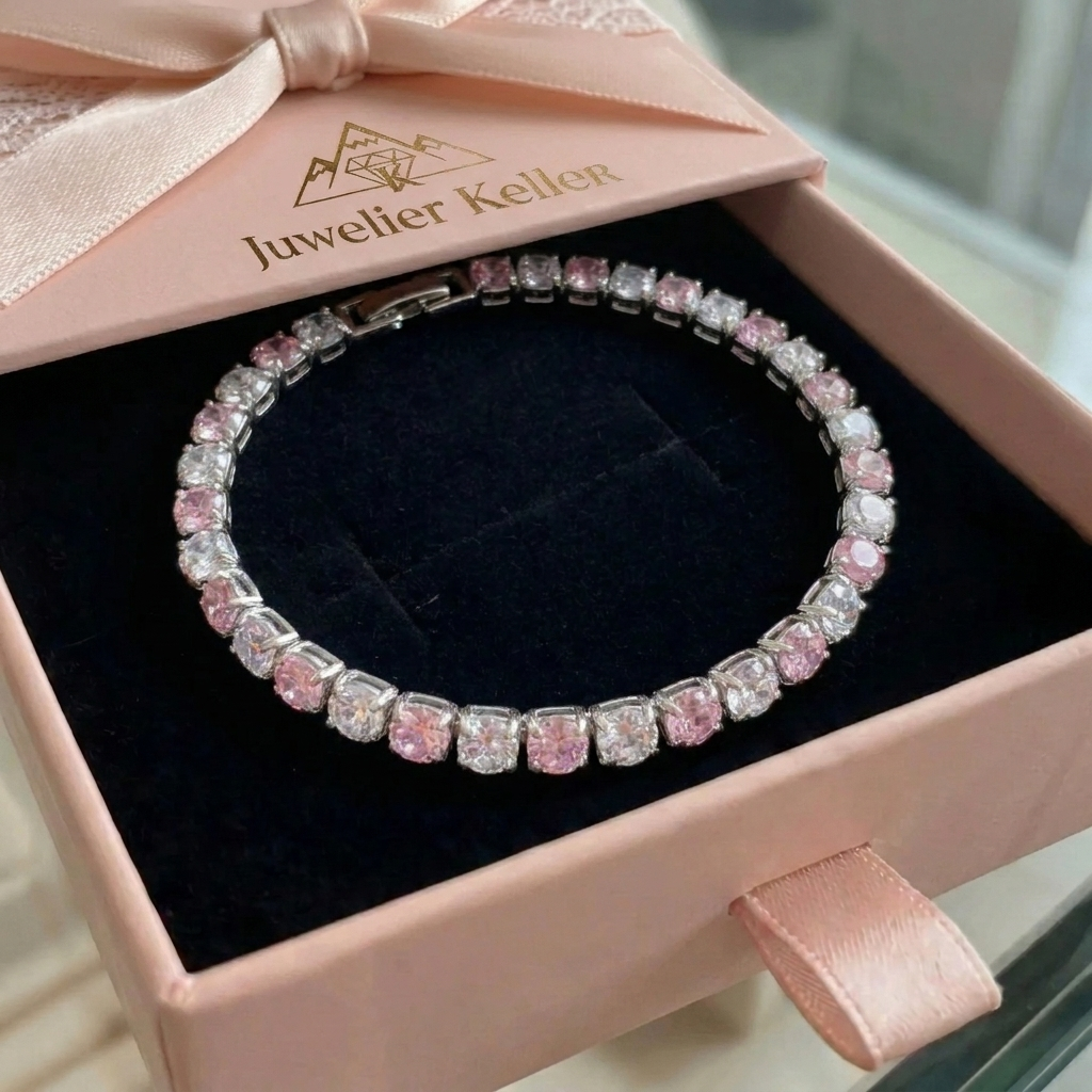 Rosa-Saphir-Duo-Tennisarmband | Roségold