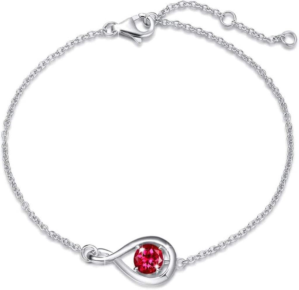Rubin Unendlichkeit Armband | Weissgold