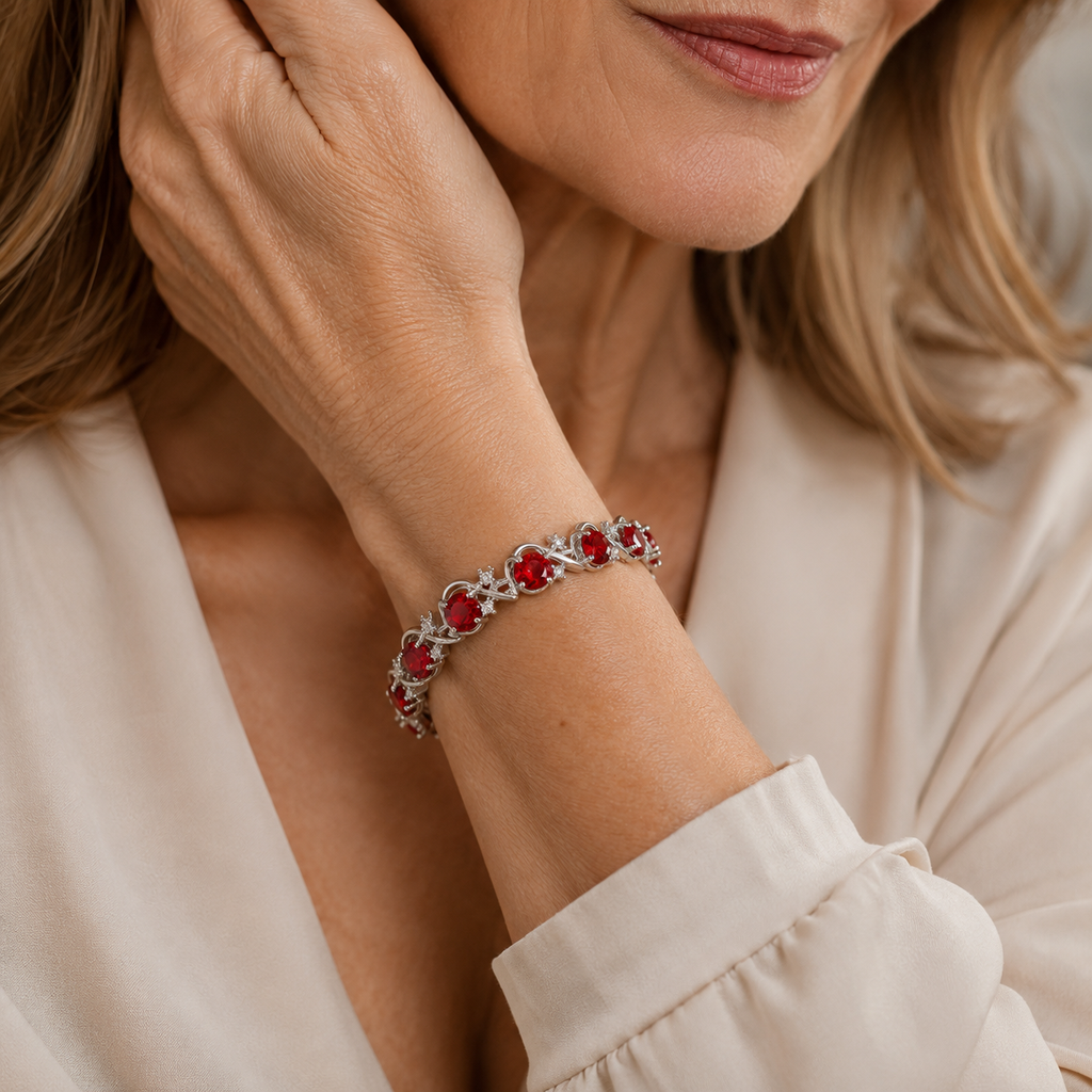 Rubinranken-Tennisarmband | Weissgold