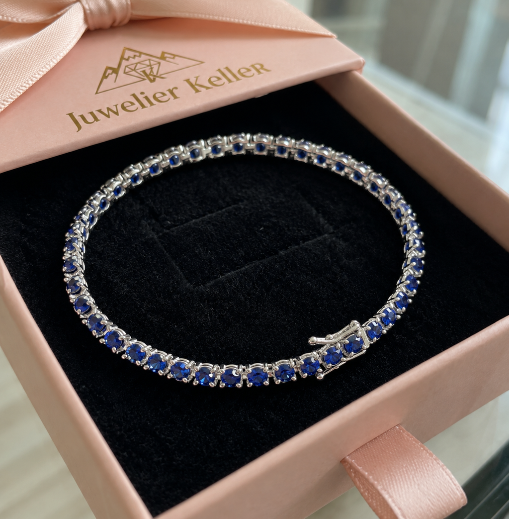 Saphir-Tennisarmband | Weissgold
