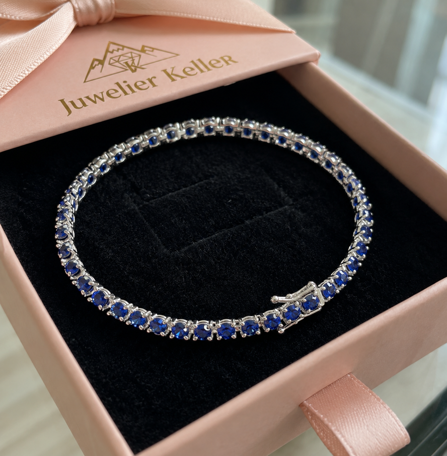 Saphir-Tennisarmband | Weissgold