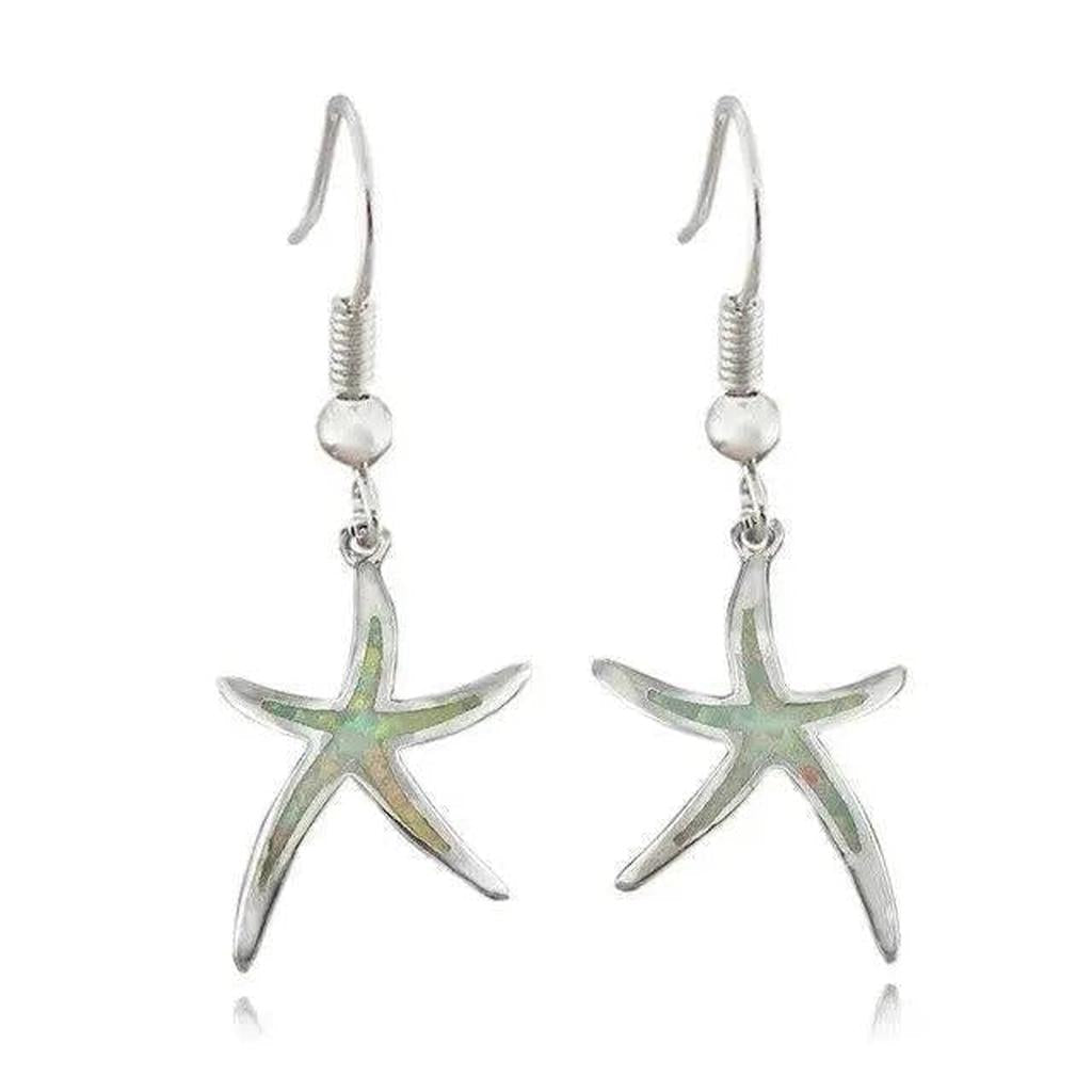 Sternenohrringe aus Opal und Weissgold