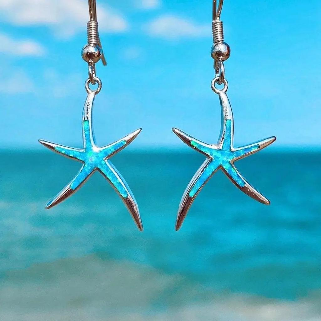 Sternenohrringe aus Opal und Weissgold