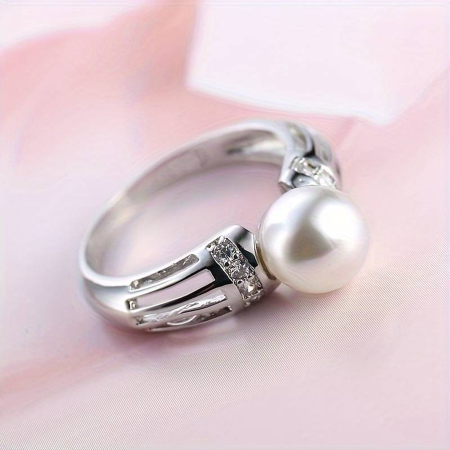 Vintage-Ring mit Perle in Weissgold