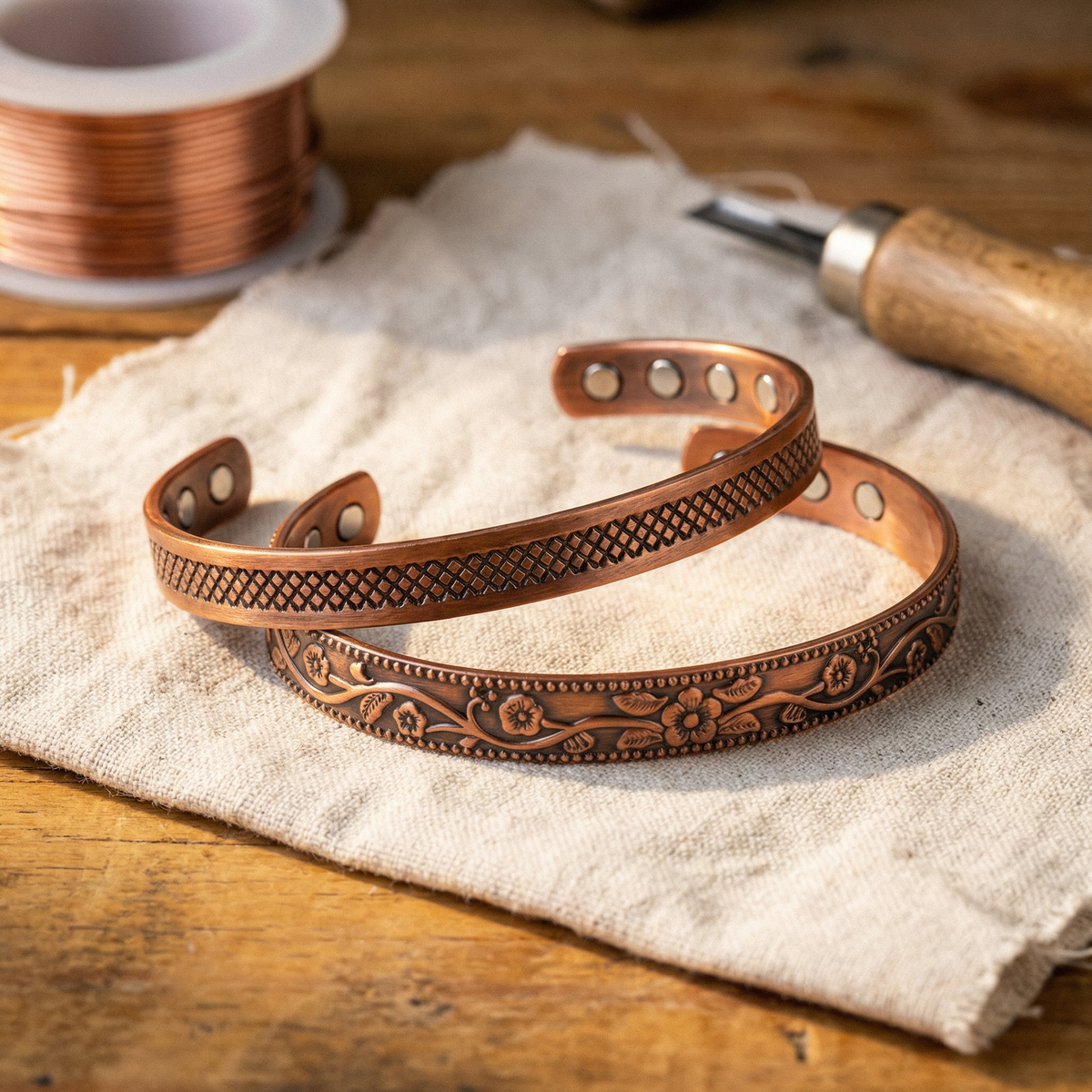 Kupferarmband-Set Schmiede
