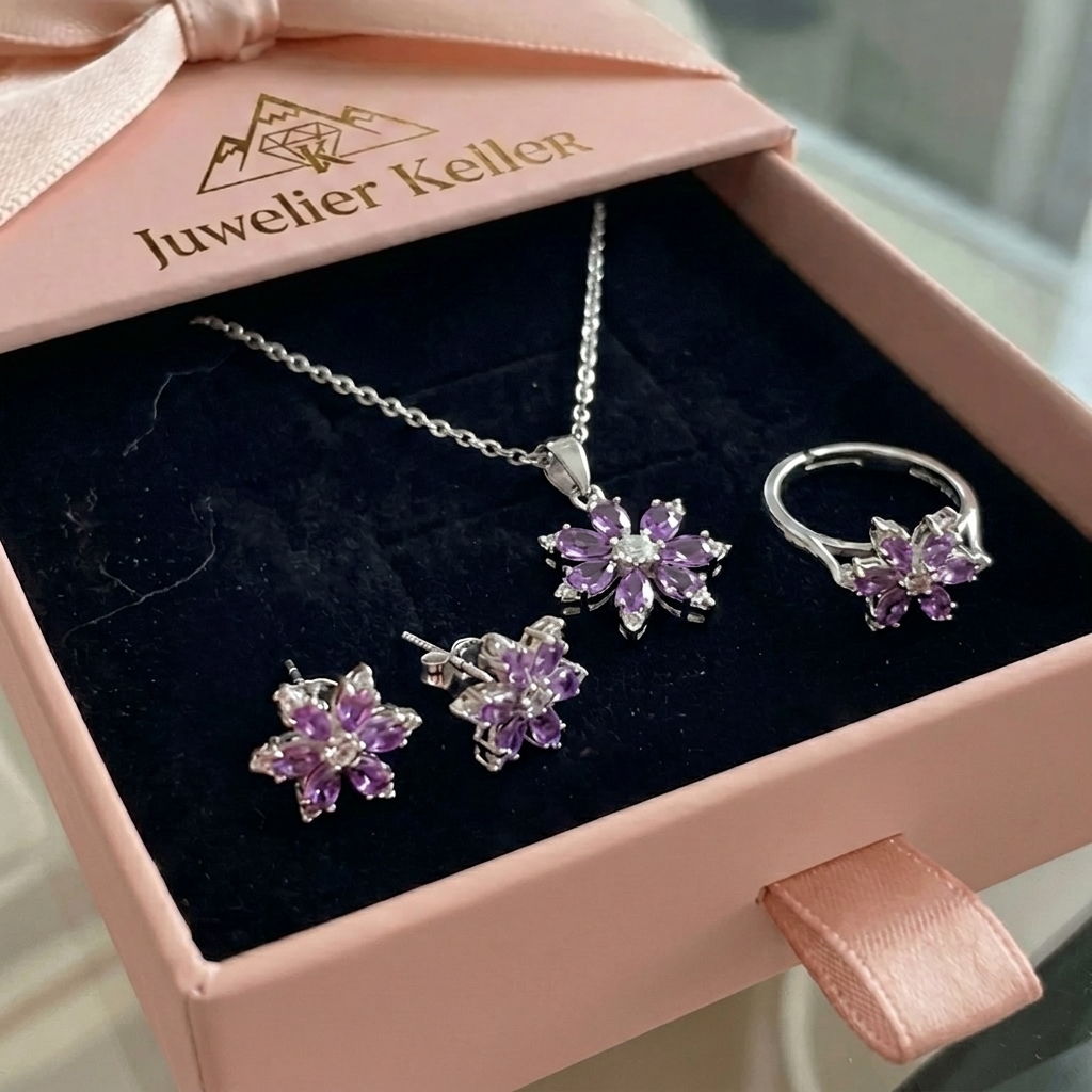 Amethyst Schmuckset | Weissgold