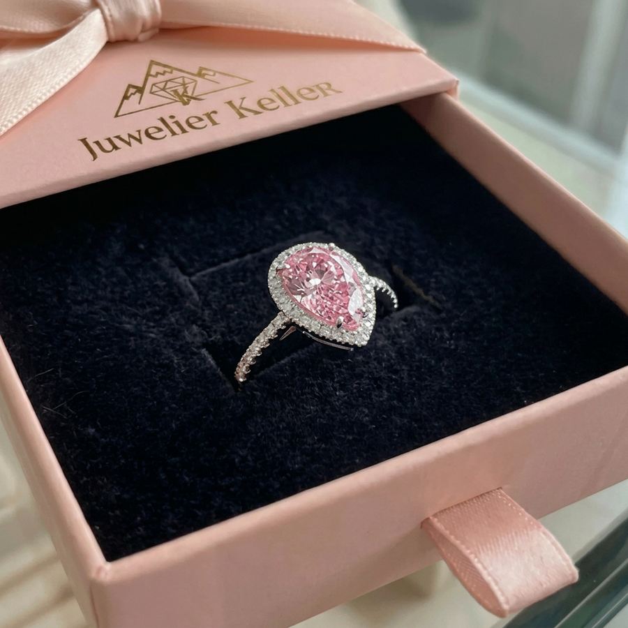 Tränenförmiger Rosa-Saphir-Ring